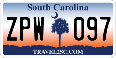SC license plate ZPW097