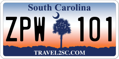 SC license plate ZPW101