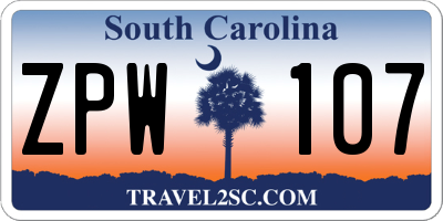 SC license plate ZPW107
