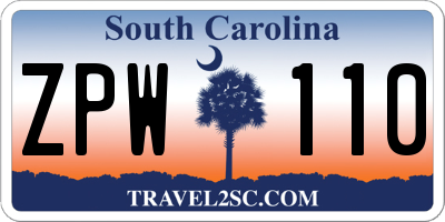 SC license plate ZPW110