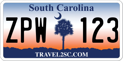 SC license plate ZPW123