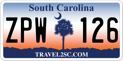 SC license plate ZPW126