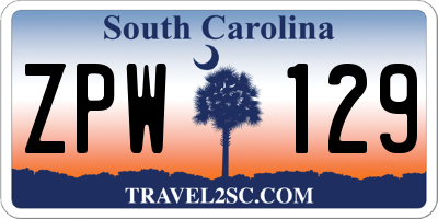 SC license plate ZPW129
