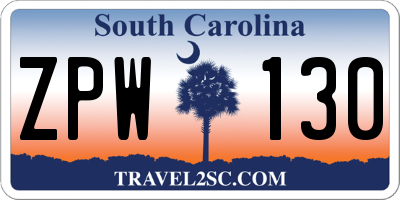 SC license plate ZPW130