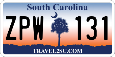 SC license plate ZPW131