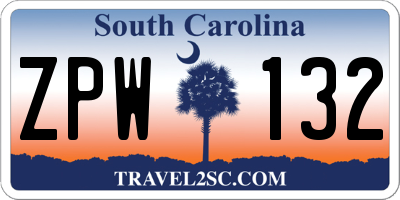 SC license plate ZPW132