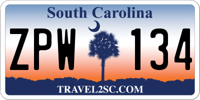 SC license plate ZPW134