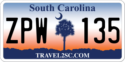 SC license plate ZPW135