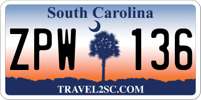 SC license plate ZPW136