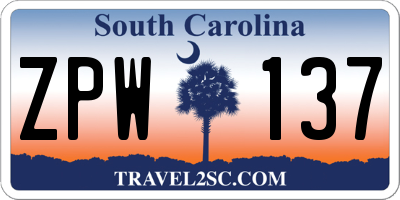 SC license plate ZPW137