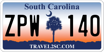 SC license plate ZPW140