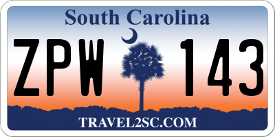 SC license plate ZPW143