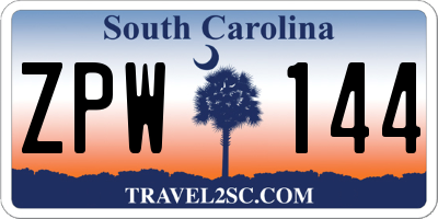 SC license plate ZPW144