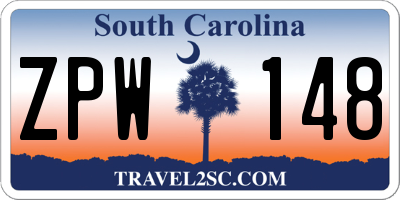 SC license plate ZPW148