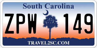 SC license plate ZPW149