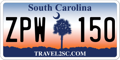 SC license plate ZPW150