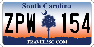 SC license plate ZPW154