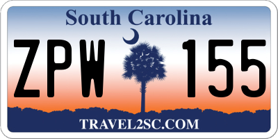 SC license plate ZPW155