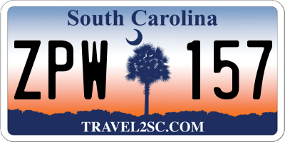 SC license plate ZPW157
