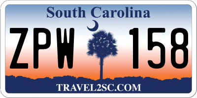 SC license plate ZPW158
