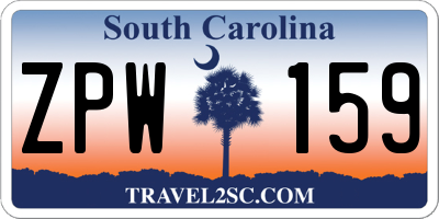 SC license plate ZPW159