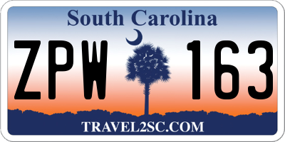 SC license plate ZPW163