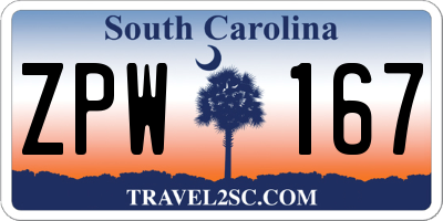 SC license plate ZPW167