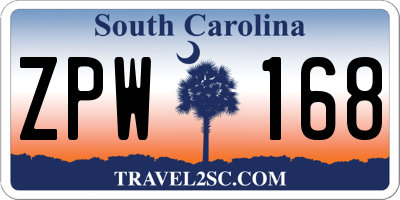 SC license plate ZPW168