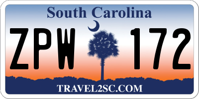 SC license plate ZPW172