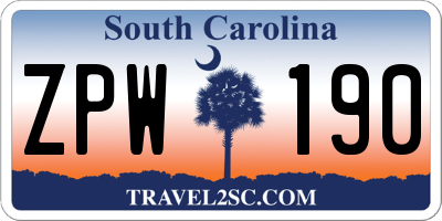 SC license plate ZPW190