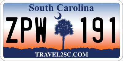 SC license plate ZPW191