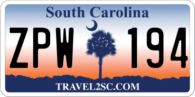 SC license plate ZPW194