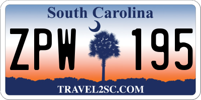 SC license plate ZPW195