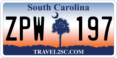 SC license plate ZPW197