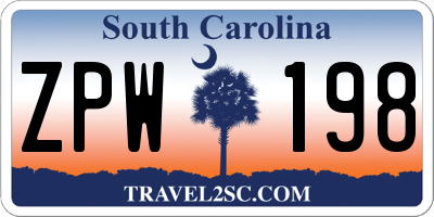 SC license plate ZPW198