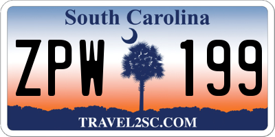 SC license plate ZPW199