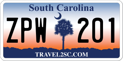 SC license plate ZPW201