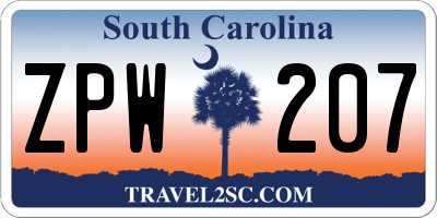 SC license plate ZPW207