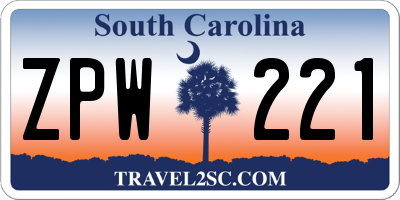 SC license plate ZPW221