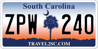 SC license plate ZPW240
