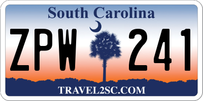 SC license plate ZPW241