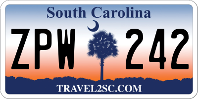 SC license plate ZPW242