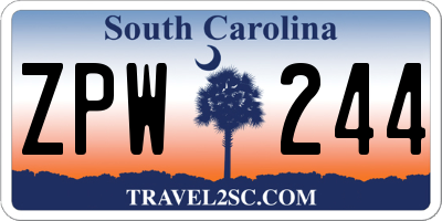 SC license plate ZPW244