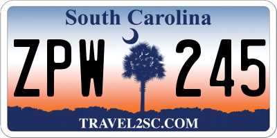 SC license plate ZPW245