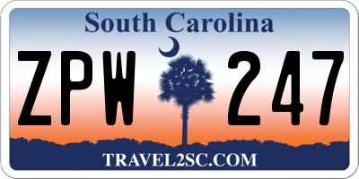 SC license plate ZPW247