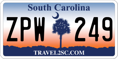 SC license plate ZPW249