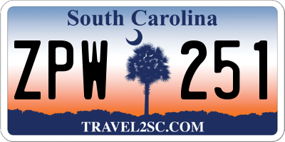 SC license plate ZPW251