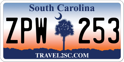 SC license plate ZPW253