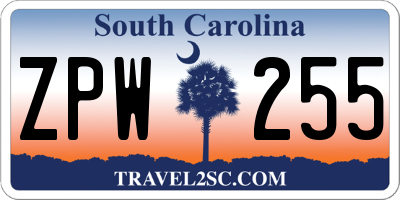 SC license plate ZPW255