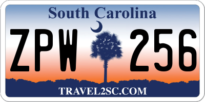 SC license plate ZPW256